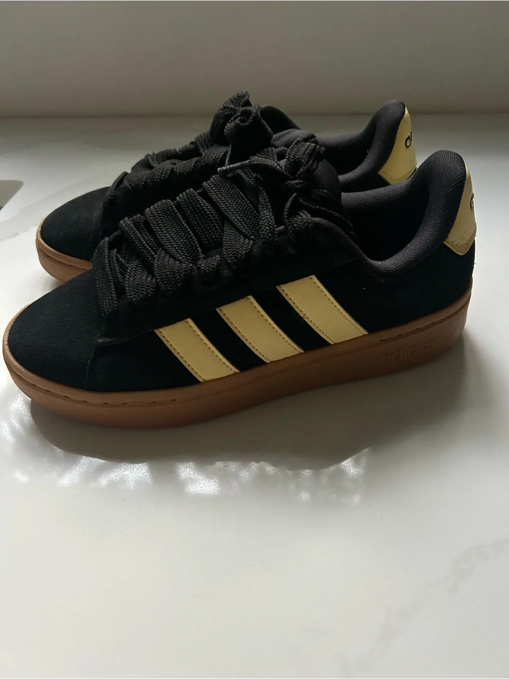 adidas Black Sneakers with Yellow Stripes